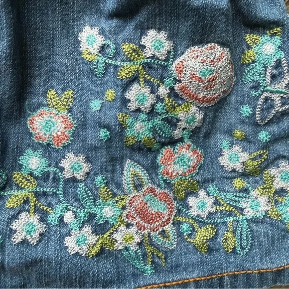 Guess Baby Embroidered Denim Dress Floral 0-3 Months Cottagecore - Picture 6 of 7